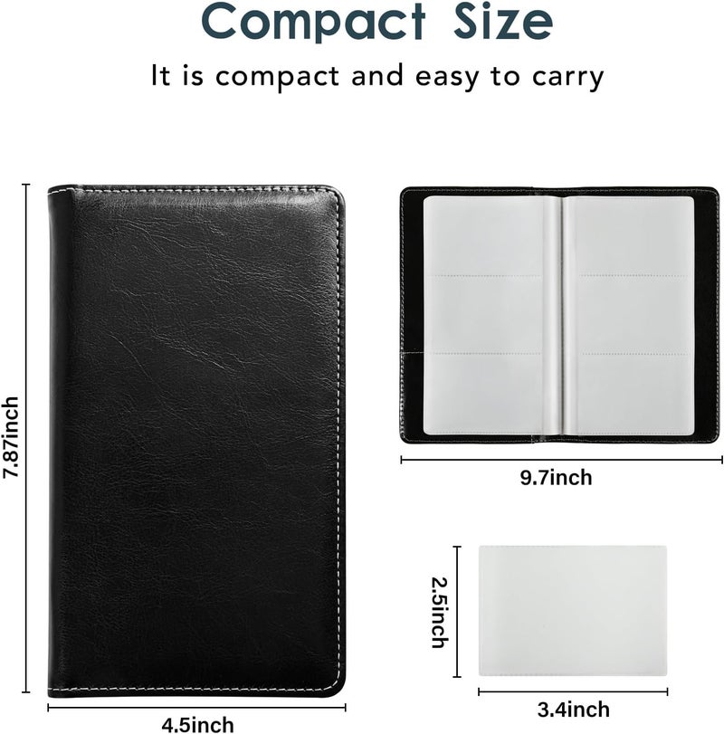 DMFLY Leather Professional Business Card Holder Organizer Book - 300 Card Capacity Premium PU Folder with Soft Cover, Name Card Credit Cards Binder for Men/Women, Elegant Black - Image 5